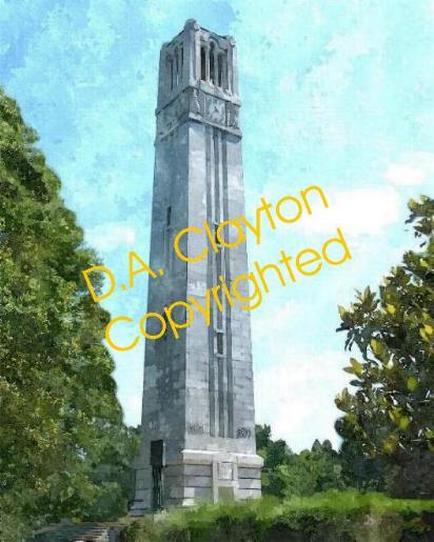 NC State Bell Tower Portrait watercolor